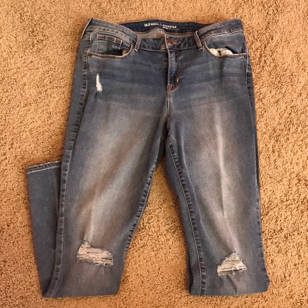 Old Navy Distressed Mid-Rise Rockstar Skinny Jeans